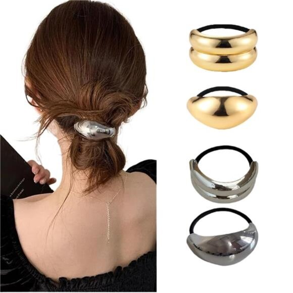 Gold Metal Hair Ties | Durable Alloy with Strong Elastic - Picture 1 of 3